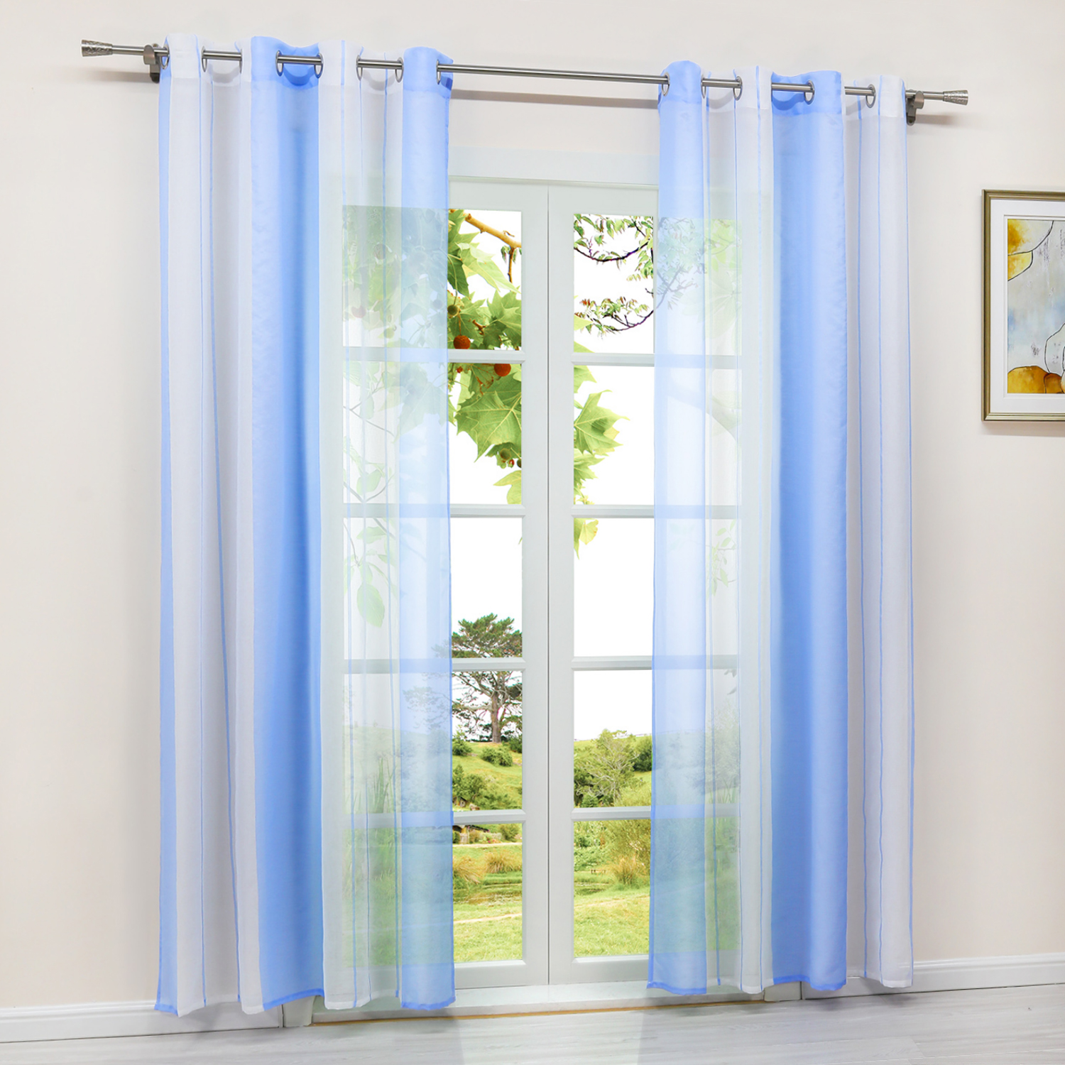 Surwin Vorhänge Mit Sonnenblumen - 2er Set Tüllgardinen Mit Ösen, Transparent & Dekorativ Für Wohnzimmer