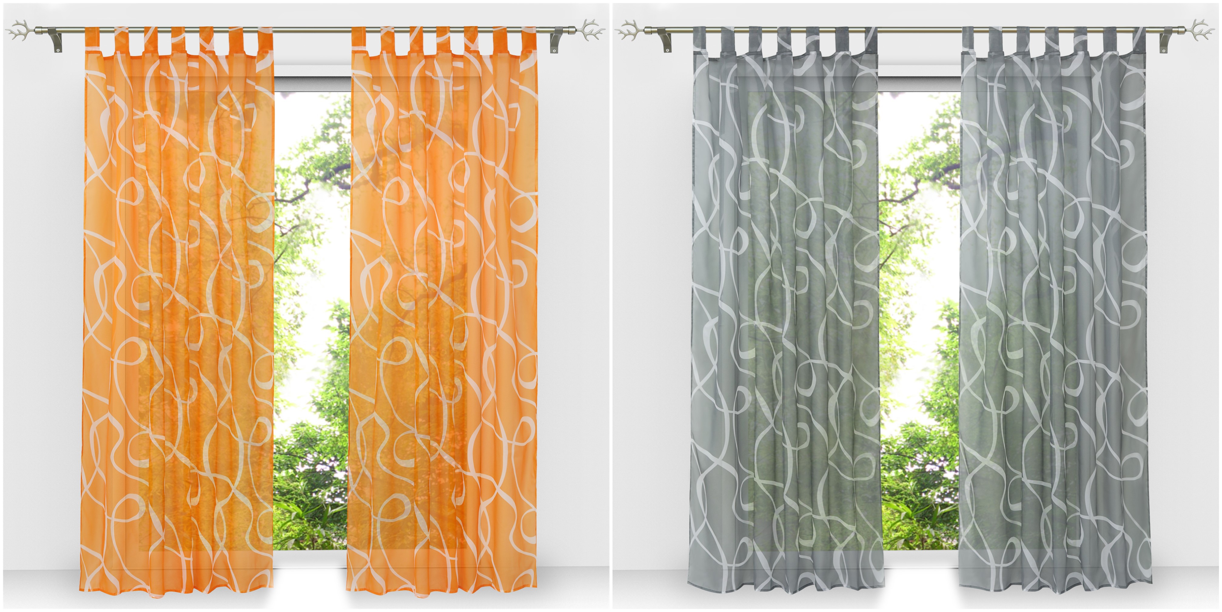 Gardinen mit Ösen Vorhang Voile Dekoschals Transparent Modern Orange